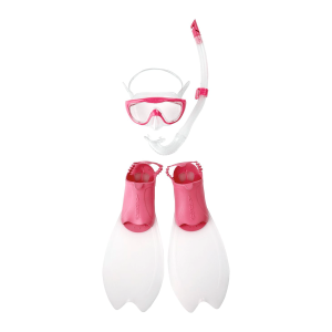 Set Snorkel Lentes Aletas Speedo Glide Scuba Niños Rosa